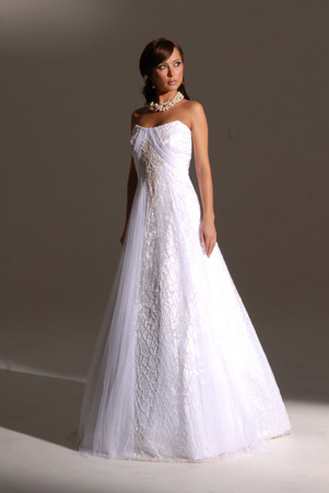 Orifashion HandmadeModest Style Strapless A-Line Bridal Gown_SW0
